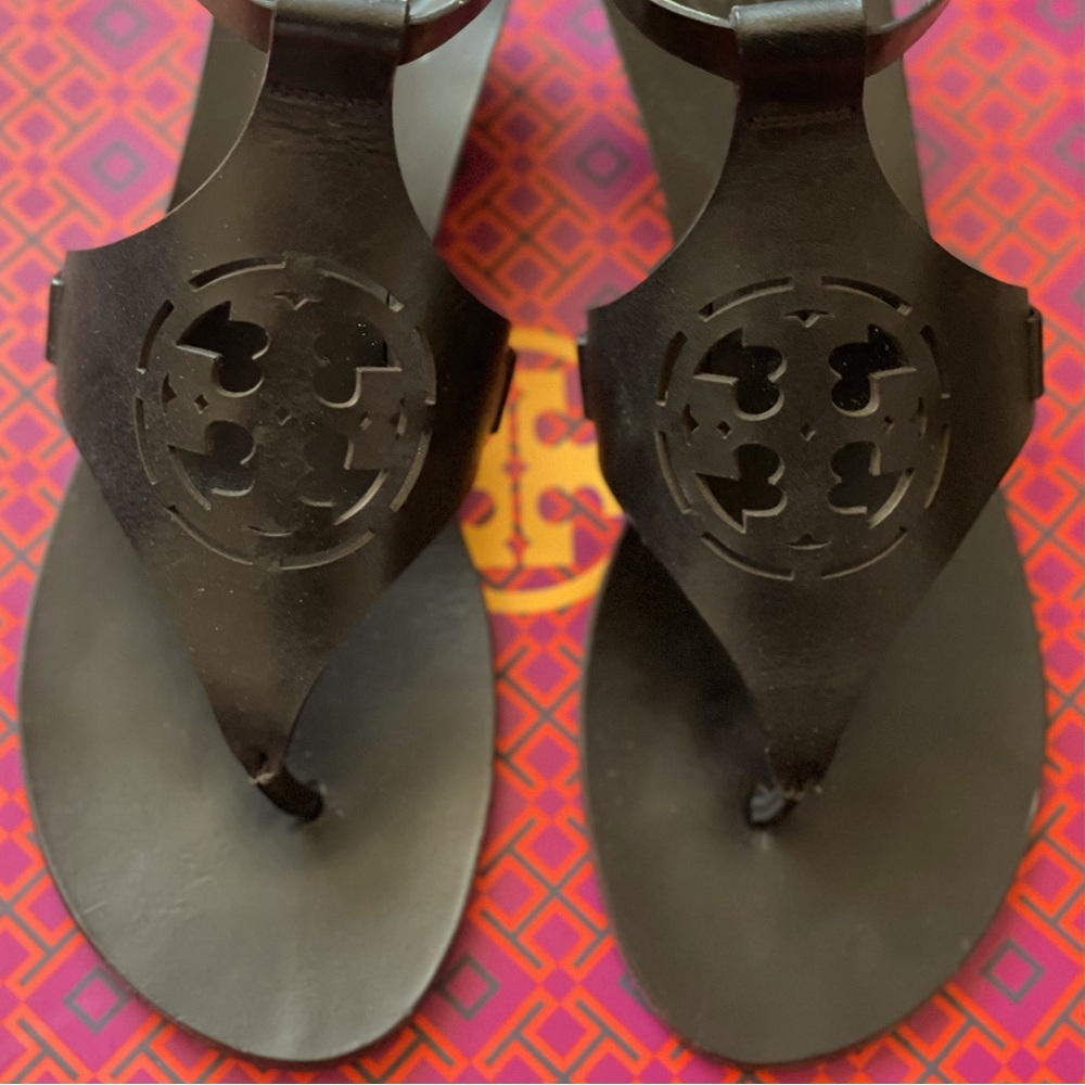 Tory Burch Zoey 50mm Wedge Sandal. Color: Black. Size 8